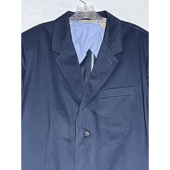 LL Bean Mens Cotton Blazer Jacket Size 46 Regular Navy Two Button Sport Coat - Picture 4 of 15